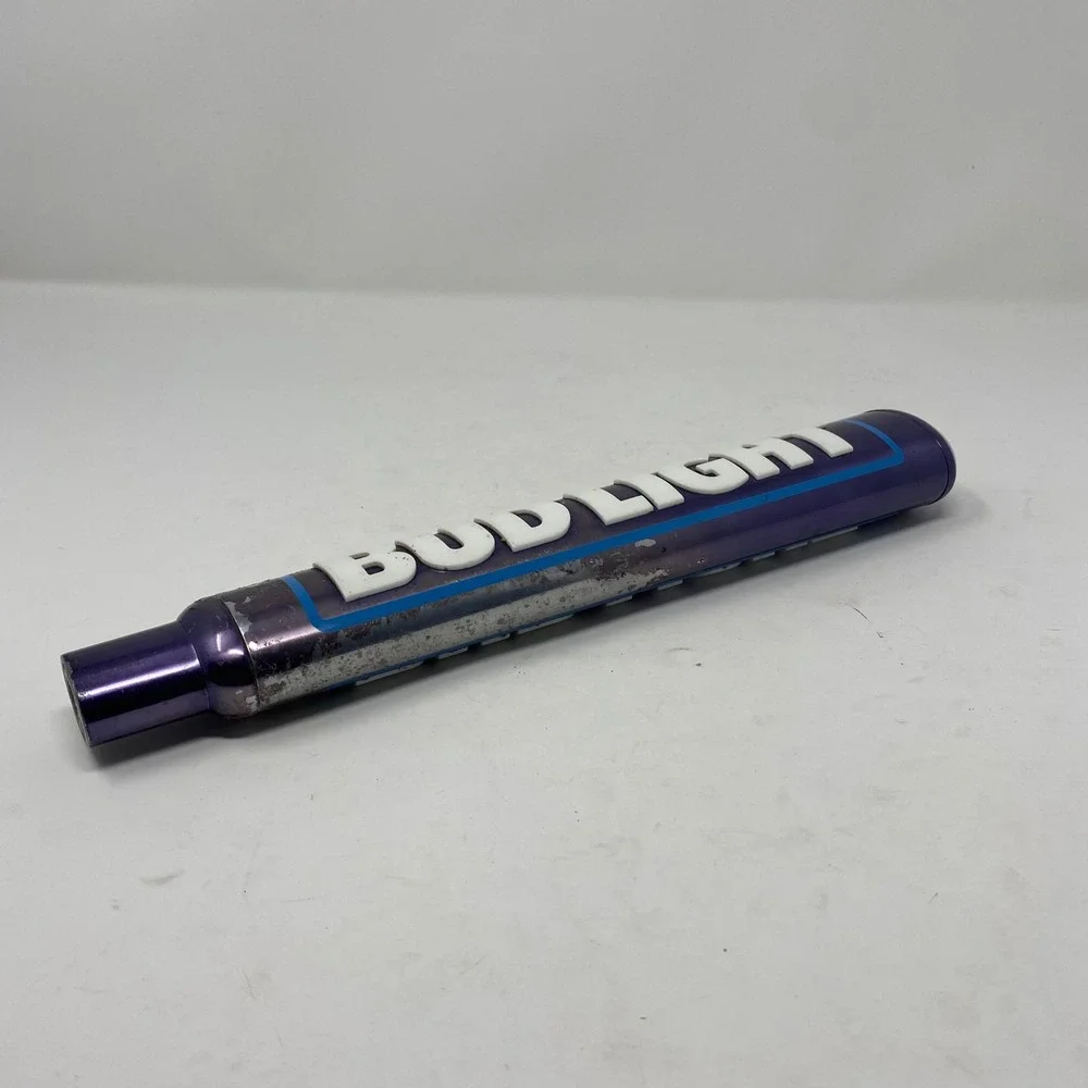 Bud Light Beer Tap Handle Purple Metallic White Raised Lettering Breweriana Bar